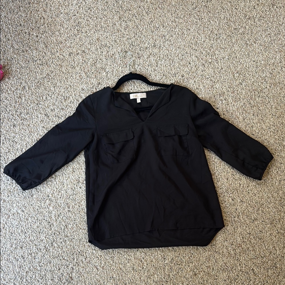 Black V-Neck Blouse